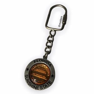 Vintage Florida Sunshine State Spinning Penny Keychain